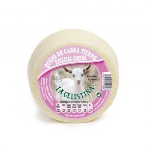 Queso de Cabra Tierno Especial Cocina, Queso de color blanco, madurado, bien formado, presentando una textura tierna y suave en boca; con aroma y sabor lácteo con marcado sabor caprino.